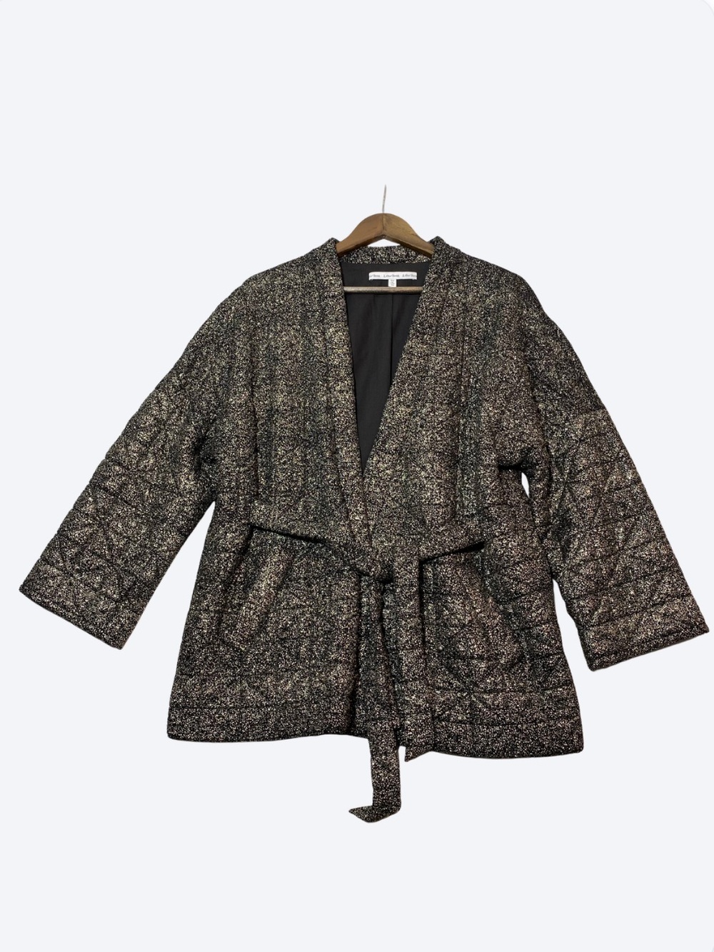 & Other Stories Quilted Metallic Tie-Waist Jacket Gold & Black Women’s Size 10